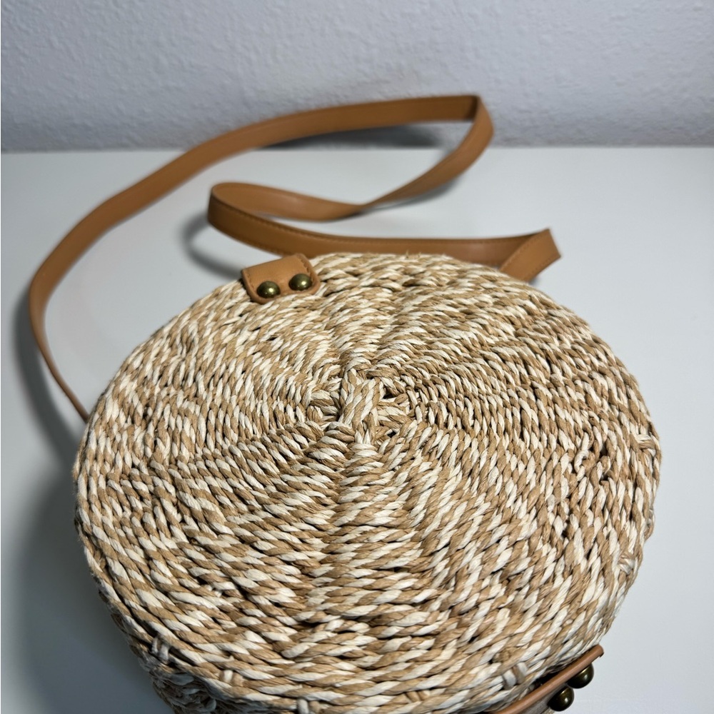 World Market Chic Tan Woven Crossbody Bag
